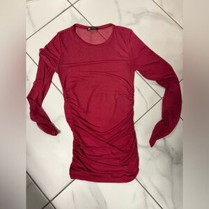 Zara Women's Vibrant Red Ruched Blouse